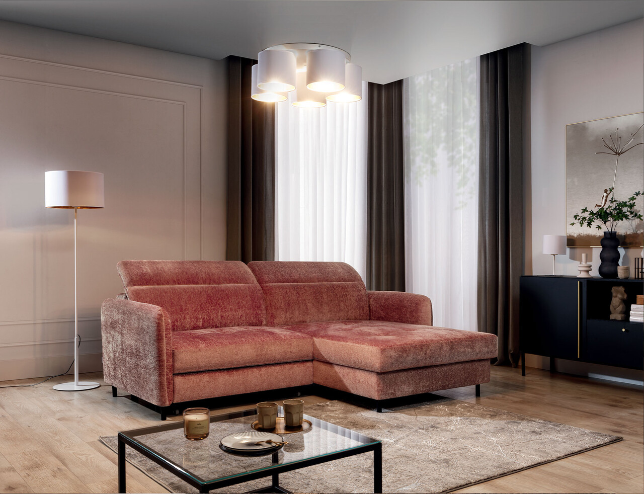 Plafoniera ELTAP, Vespillo, 58x18 cm, 5xE27, 15W, otel/PVC, alb/auriu - imagine 6